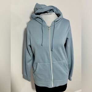 Primark Women's Light Blue Hoodie Full Zip hood Zipper pockets Size S Small